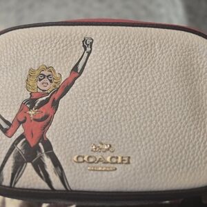 Coach Cream and Red Graphic Pouch